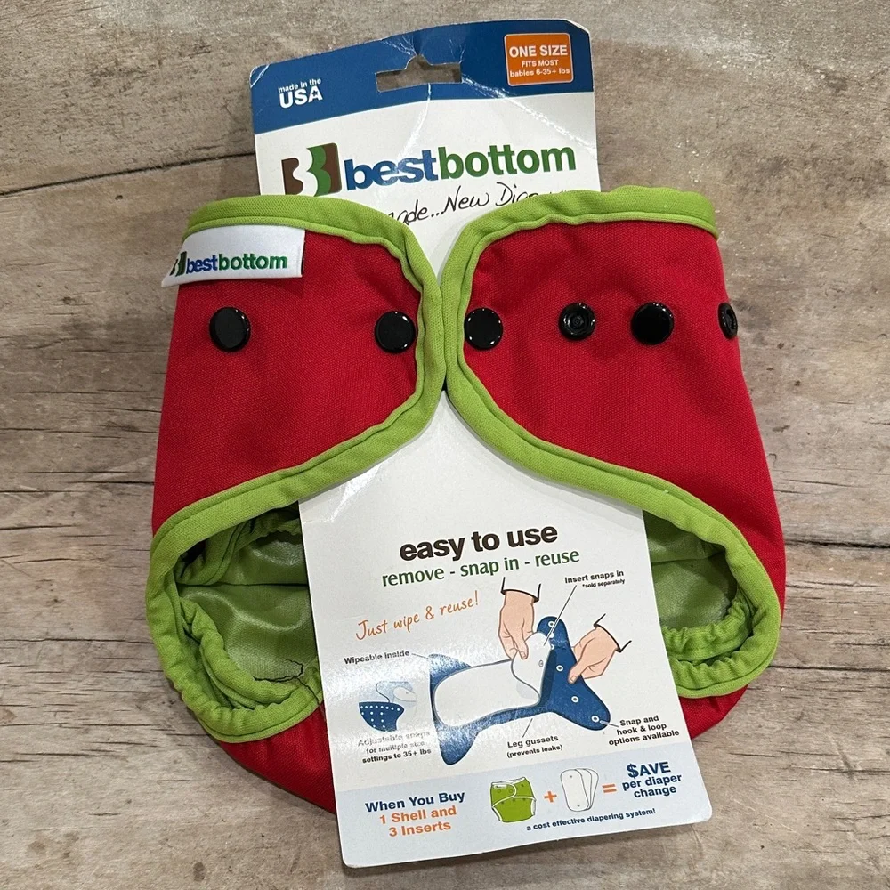 NEW Best Bottom BB Red and Green Watermelon Reusable Cloth Diaper Cover